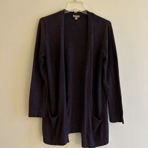 J. Jill Womens Open Front Cardigan Size S Purple Long Sleeve Silk Blend